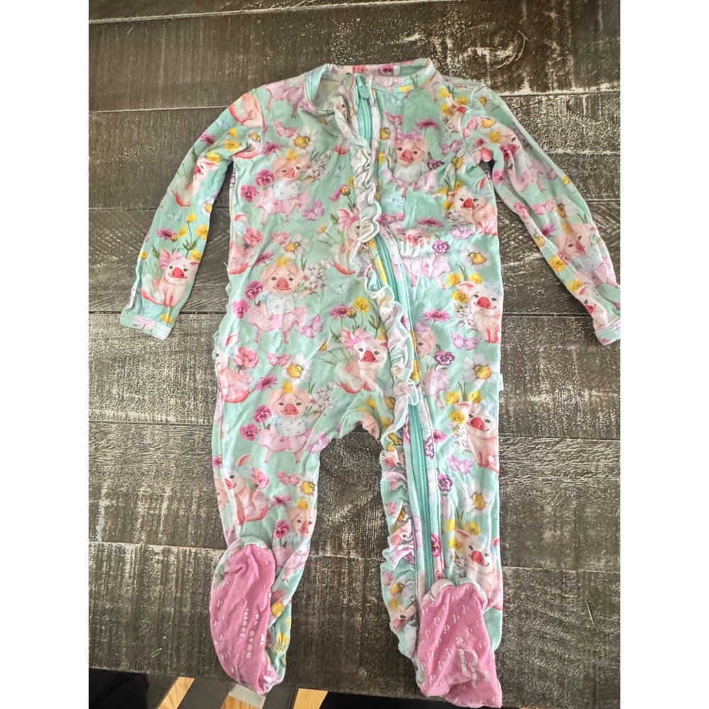 Posh Peanut Missy Pig Tutu Floral‎ Footie Size 3-6 Months